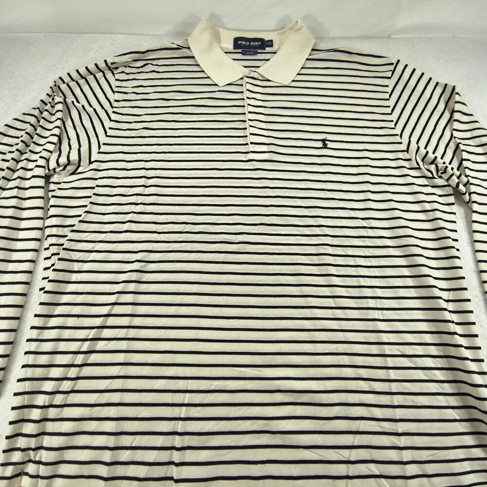 Polo Golf Ralph Lauren Collared Long Sleeve Polo Shirt Mens Size 2XL White Black